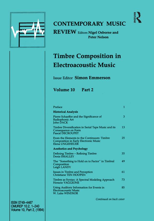 Timbre Composition in Electroacoustic Music by Simon Emmerson