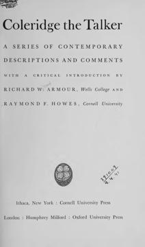 Coleridge the Talker by Raymond F. Howes, Richard Armour