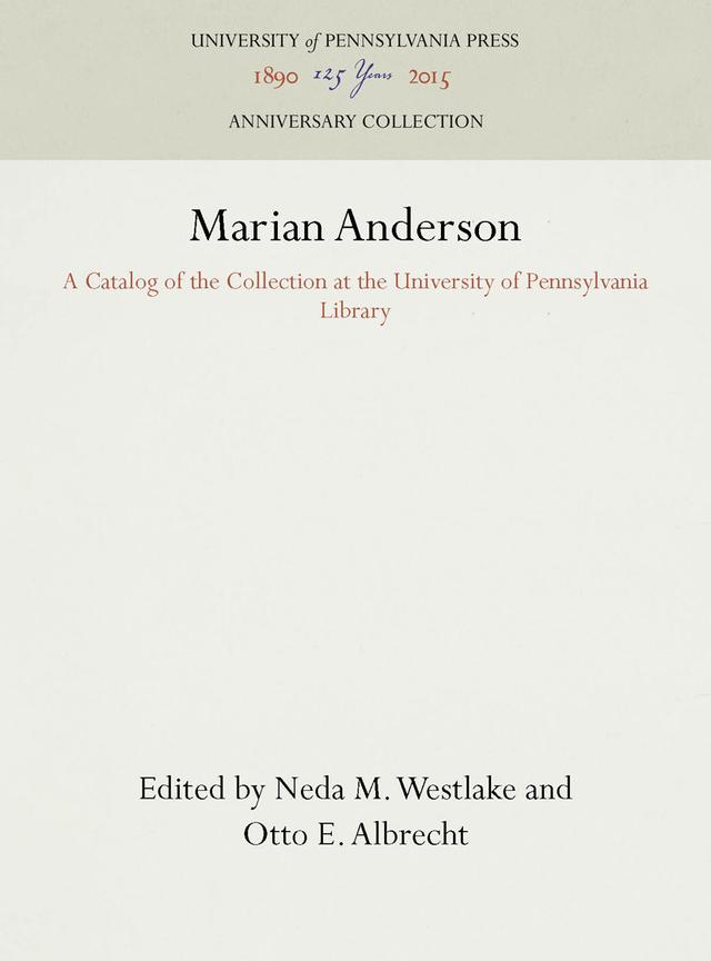 Marian Anderson by Neda M. Westlake, Otto E. Albrecht