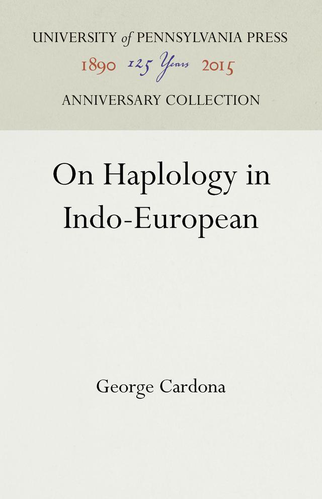 On Haplology in Indo-European by George Cardona
