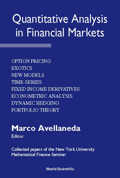 QUANTITATIVE ANALYSIS IN FINANC..(VOL.1) by Avellaneda Marco